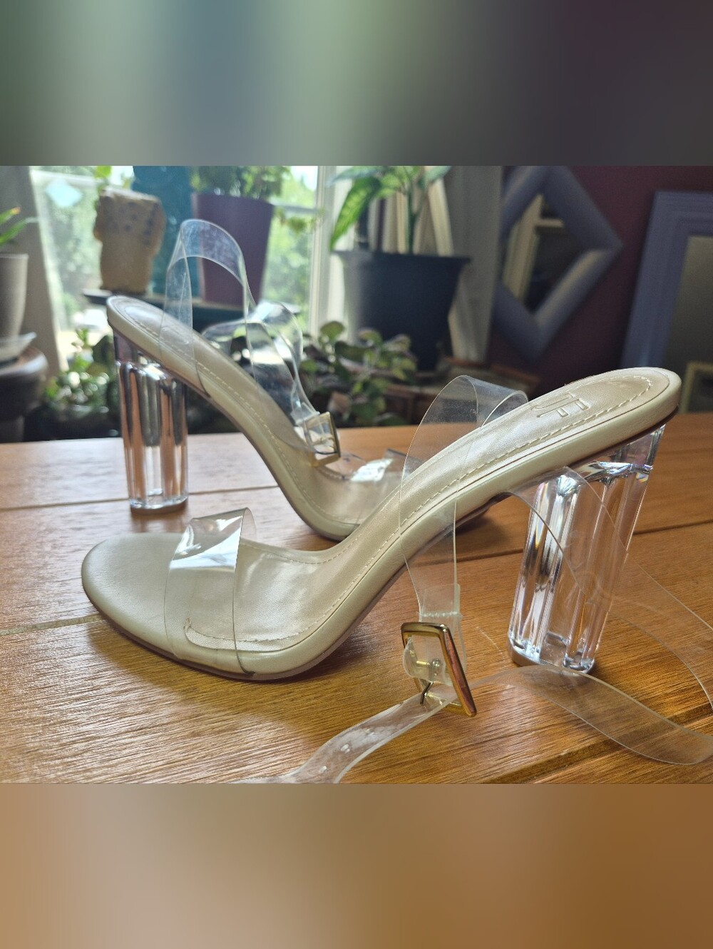 JustFab "Hanna" Clear Strappy Heels - Size 7